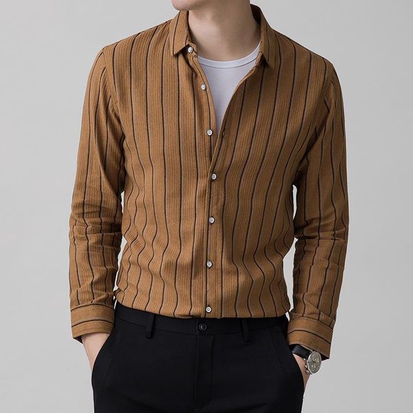 men's casual shirts 2021 classic mens striped fashion autumn long sleeve slim fit shirt man brand clothing, White;black
men's casual shirts 2021 classic mens striped fashion autumn long sleeve slim fit shirt man brand clothing, White;black