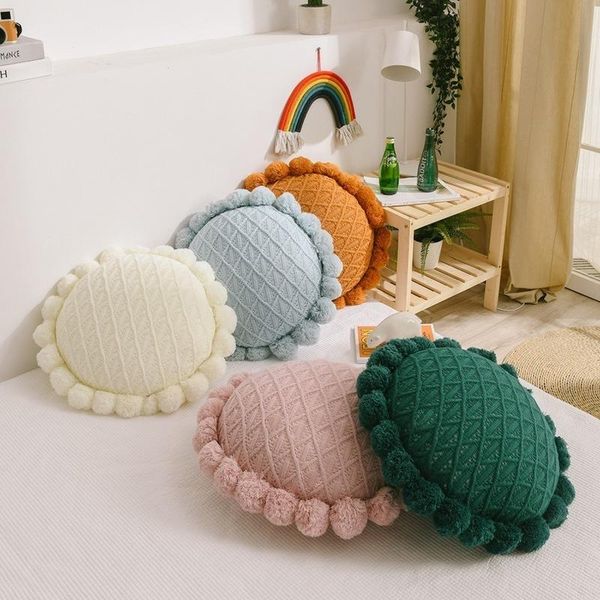 pillow creative knitted bed soft wool-style futon mat sand plain ball cushion back for home decoration
pillow creative knitted bed soft wool-style futon mat sand plain ball cushion back for home decoration