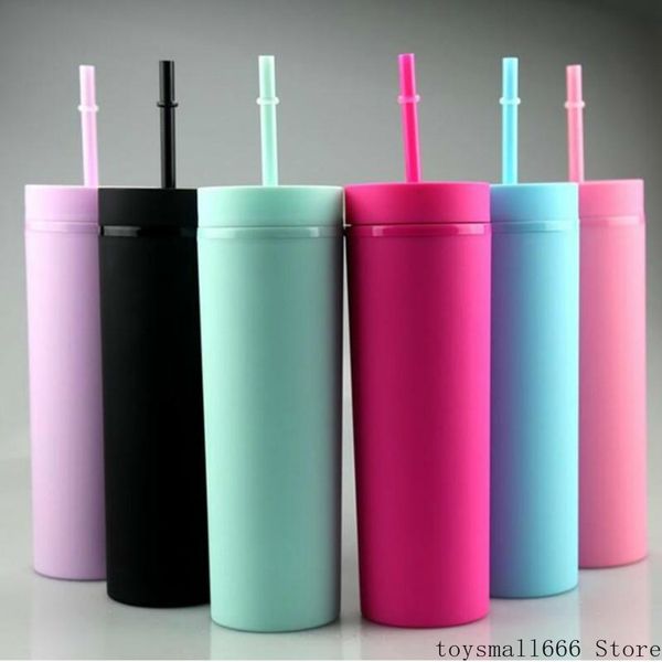 16oz acrylic tumblers matte colors double wall 500ml tumbler coffee drinking plastic sippy cup with lid straws
16oz acrylic tumblers matte colors double wall 500ml tumbler coffee drinking plastic sippy cup with lid straws