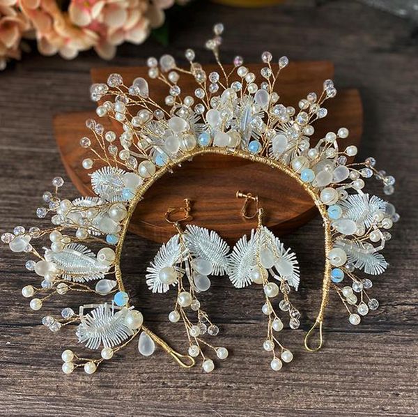 bride's stylish and beautiful headpieces wedding party dress accessories pearl crystal gold headband earrings set handmade beaded crown, Silver
bride's stylish and beautiful headpieces wedding party dress accessories pearl crystal gold headband earrings set handmade beaded crown, Silver