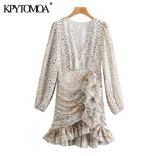 women fashion leopard print ruffled mini dress three quarter sleeves with lining female dresses vestidos 210420, Black;gray
women fashion leopard print ruffled mini dress three quarter sleeves with lining female dresses vestidos 210420, Black;gray