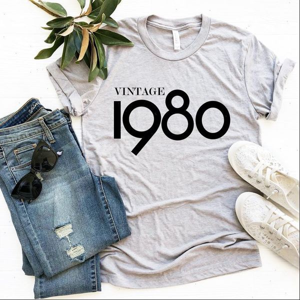 40th birthday womens t shirts gifts for women vintage 1980 shirt fourty party fashion short sleeve ladies gift plus size, White
40th birthday womens t shirts gifts for women vintage 1980 shirt fourty party fashion short sleeve ladies gift plus size, White