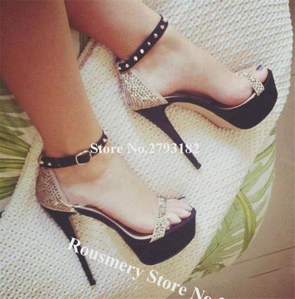 bling women open toe rhinestone stiletto heel sandals gold crystal high platform dress shoes heels, Black
bling women open toe rhinestone stiletto heel sandals gold crystal high platform dress shoes heels, Black