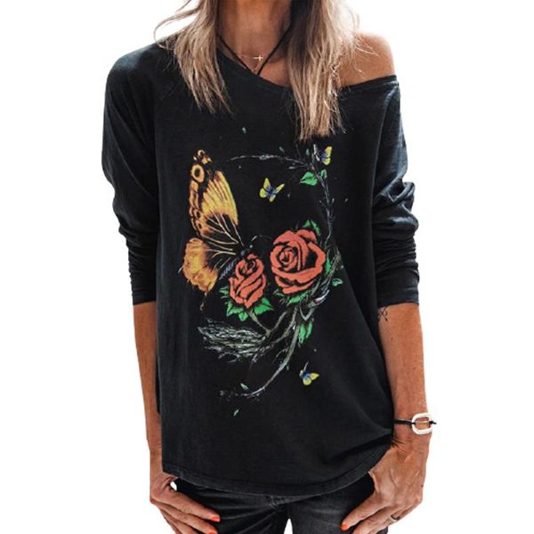 women's t-shirt women clothing autumn butterfly floral print long sleeve plus size s-3xl ladies casual loose korean tee sj6561m, White
women's t-shirt women clothing autumn butterfly floral print long sleeve plus size s-3xl ladies casual loose korean tee sj6561m, White