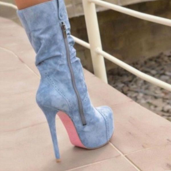 women boots 2021 brand design platform thin high heels fashion winter party shoes woman mid calf female, Black
women boots 2021 brand design platform thin high heels fashion winter party shoes woman mid calf female, Black