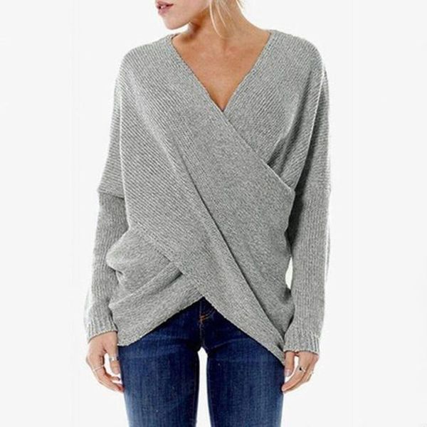 women's sweaters loose casual pullover knitting drop-shoulder cross wrap sweater autumn and winter women long sleeve v neck #g3, White;black
women's sweaters loose casual pullover knitting drop-shoulder cross wrap sweater autumn and winter women long sleeve v neck #g3, White;black