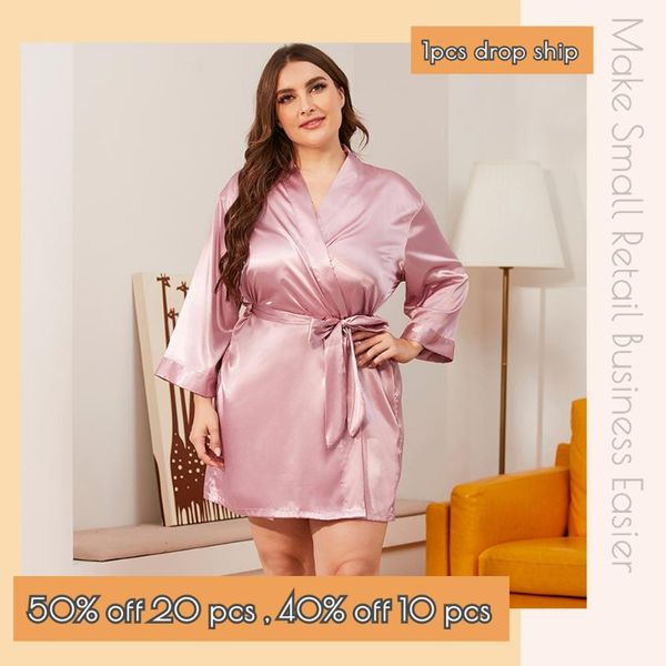 plus size solid satin belted robe wholesale women silk sleepwear wedding red nighty gown ct market women's, Black;red
plus size solid satin belted robe wholesale women silk sleepwear wedding red nighty gown ct market women's, Black;red