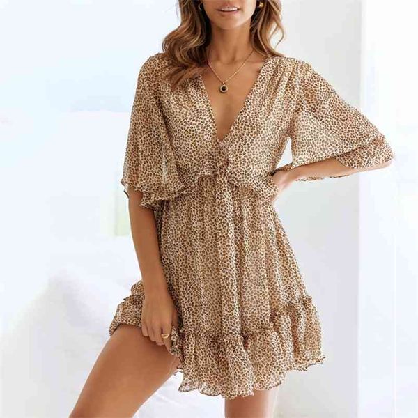 deep v-neck leopard print summer dress women short sleeve mini beach boho spring ruffled backless sundresses 210427, White
deep v-neck leopard print summer dress women short sleeve mini beach boho spring ruffled backless sundresses 210427, White