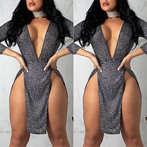 spring long sleeve deep womens skirt v neck polyester bodycon double slit ladies sequin evening club short mini, Black
spring long sleeve deep womens skirt v neck polyester bodycon double slit ladies sequin evening club short mini, Black