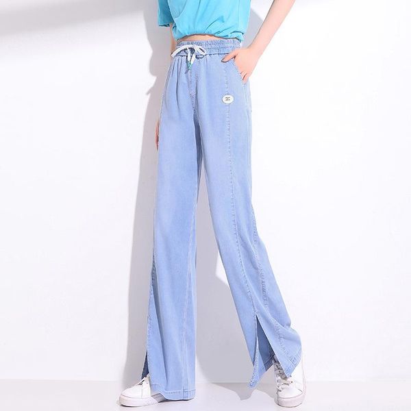 women's jeans women summer denim split trousers korean tencel high waist wide leg street simple slim straight pants, Blue
women's jeans women summer denim split trousers korean tencel high waist wide leg street simple slim straight pants, Blue