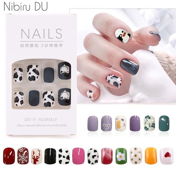 24pcs/box false nails detachable press on with glue strawberry cow cartoon pattern full cover fake nail art tips manicure tools1, Red;gold
24pcs/box false nails detachable press on with glue strawberry cow cartoon pattern full cover fake nail art tips manicure tools1, Red;gold