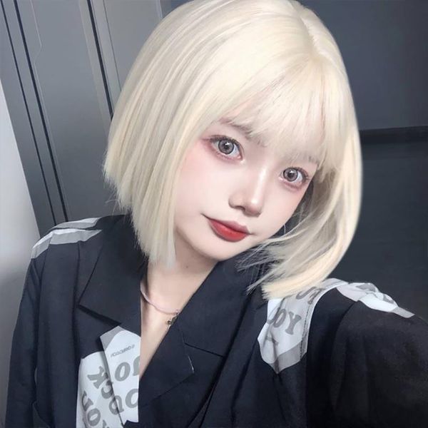 synthetic wigs lolita cosplay high temperature resistant fiber headgear wig light blonde female short straight hair girl, Black
synthetic wigs lolita cosplay high temperature resistant fiber headgear wig light blonde female short straight hair girl, Black