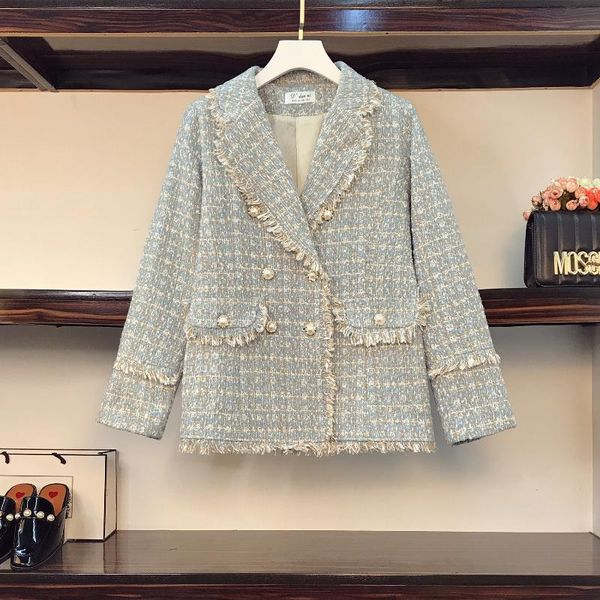 women's jackets fall winter runway korean plaid tassels luruxy blue tweed coat outerwear wool elegant jacket casacos, Black;brown
women's jackets fall winter runway korean plaid tassels luruxy blue tweed coat outerwear wool elegant jacket casacos, Black;brown