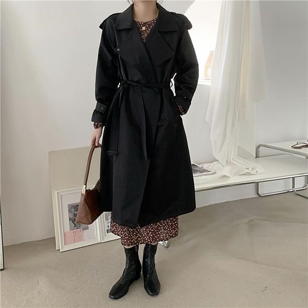 women's trench coats minimalist solid double-breasted long coat elegant ol outwear 2021 autumn khaki tooling windbreaker with belt, Tan;black
women's trench coats minimalist solid double-breasted long coat elegant ol outwear 2021 autumn khaki tooling windbreaker with belt, Tan;black