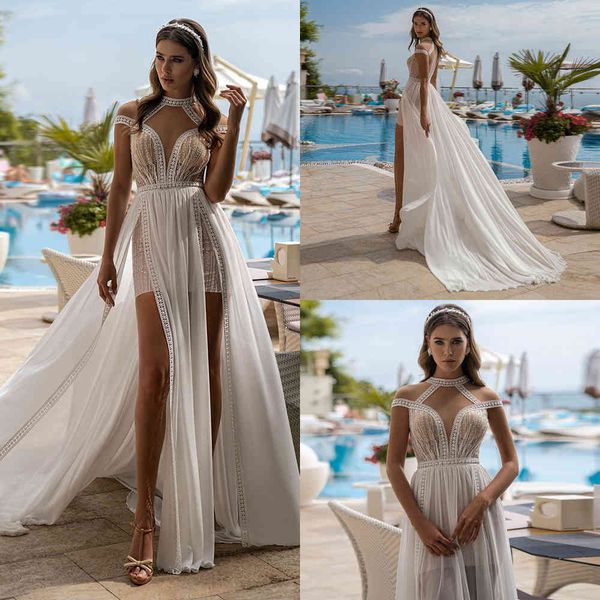 beach wedding dress o neck short sleeves see-through special lace chiffon bridal gown vestido de noiva floor length gowns, White
beach wedding dress o neck short sleeves see-through special lace chiffon bridal gown vestido de noiva floor length gowns, White