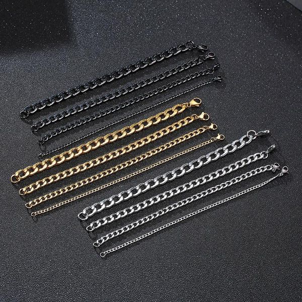 link, chain letapi men simple gold silver color 316l stainless steel curb cuban link bracelets for women wrist jewelry gifts, Black
link, chain letapi men simple gold silver color 316l stainless steel curb cuban link bracelets for women wrist jewelry gifts, Black