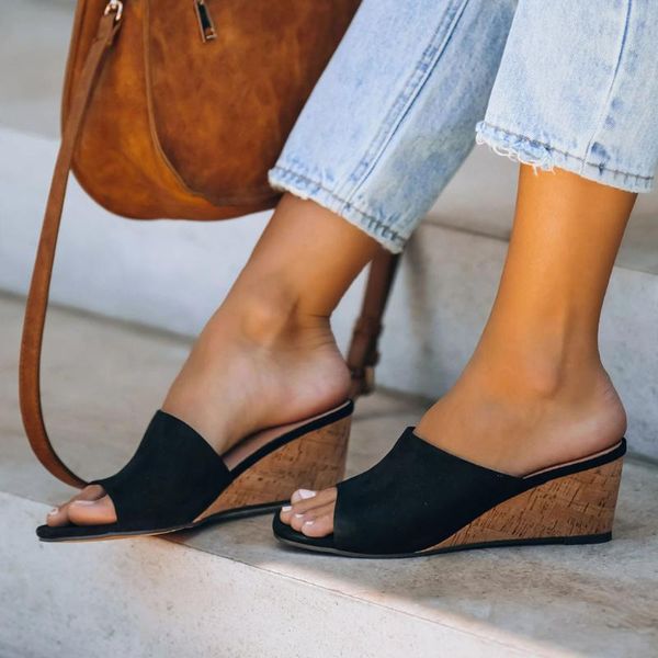 elegant ladies trendy casual slippers, wedge heel put on everyday home sandals, outdoor comfortable slippers# slippers, Black
elegant ladies trendy casual slippers, wedge heel put on everyday home sandals, outdoor comfortable slippers# slippers, Black