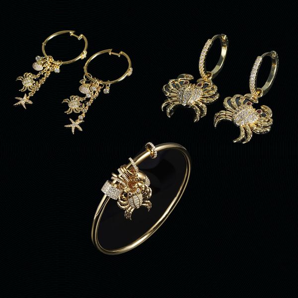 s925 sterling silver circle hoop starfish shell crab ocean earrings and bracelet personality trend luxury jewelry monaco earring gift for gi, Golden;silver
s925 sterling silver circle hoop starfish shell crab ocean earrings and bracelet personality trend luxury jewelry monaco earring gift for gi, Golden;silver