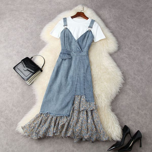 two piece dress summer short sleeve round neck white color t-shirt + denim panelled floral asymmetry suits 2 s set 21a122070 upz2
two piece dress summer short sleeve round neck white color t-shirt + denim panelled floral asymmetry suits 2 s set 21a122070 upz2