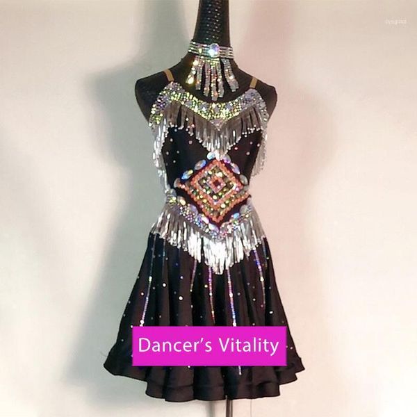 latin dance high-end children's temperament dress clothing female profession competition diamond skirts1, Black;red
latin dance high-end children's temperament dress clothing female profession competition diamond skirts1, Black;red