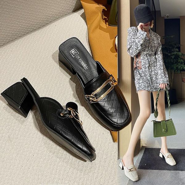 slippers med female shoes loafers womens outdoor luxury slides rivet cover toe square heel 2021 designer block summer pu metal d, Black
slippers med female shoes loafers womens outdoor luxury slides rivet cover toe square heel 2021 designer block summer pu metal d, Black