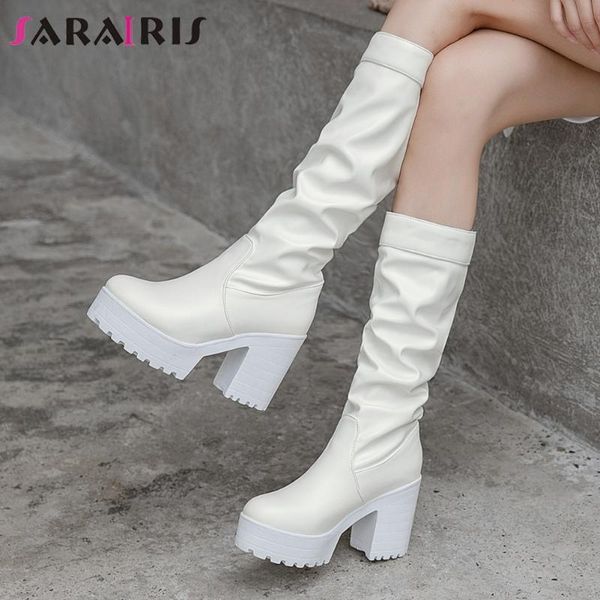 boots sarairis concise solid pleated women high block heels ladies elegant mid-calf platform shoes, Black
boots sarairis concise solid pleated women high block heels ladies elegant mid-calf platform shoes, Black