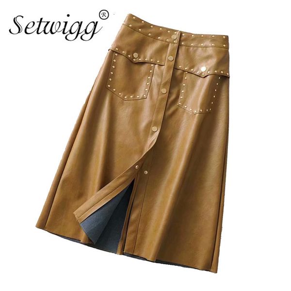 Skirts skirts Autumn Rivet Mustard A-line PU High Waist Single-breasted Pockets Yellow Faux Leather Mid-calf Long S 24U6, Black
Skirts skirts Autumn Rivet Mustard A-line PU High Waist Single-breasted Pockets Yellow Faux Leather Mid-calf Long S 24U6, Black