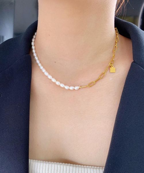 chains water pearl square chain stitching fashion necklace, Silver
chains water pearl square chain stitching fashion necklace, Silver