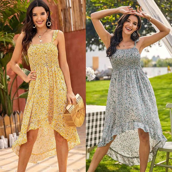 new women's suspender mid long skirt ruffle floral dress, Black;gray 
new women's suspender mid long skirt ruffle floral dress, Black;gray