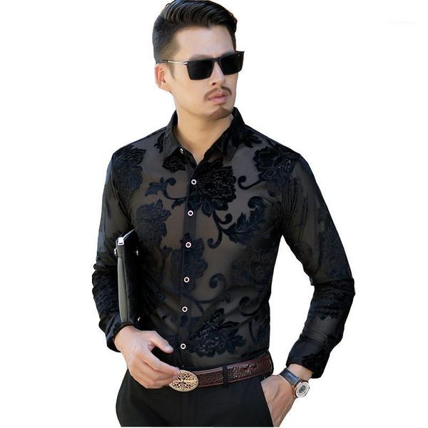 fashion man long sleeve slim fit men's casual shirt velvet hollow shirts flowers for men clothes 2021 dress, White;black
fashion man long sleeve slim fit men's casual shirt velvet hollow shirts flowers for men clothes 2021 dress, White;black