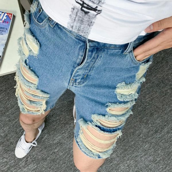 men's jeans summer denim shorts tide male korean version of the trend five points pants hole trousers boys hip hop, Blue
men's jeans summer denim shorts tide male korean version of the trend five points pants hole trousers boys hip hop, Blue