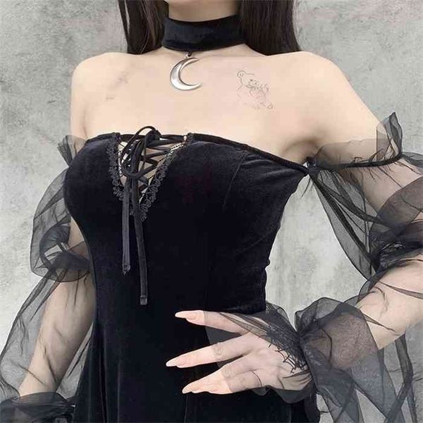 insgoth gothic vintage lace up black dress goth aesthetic mesh long sleeve mini dress women harajuku high waist party dress, Black;gray
insgoth gothic vintage lace up black dress goth aesthetic mesh long sleeve mini dress women harajuku high waist party dress, Black;gray