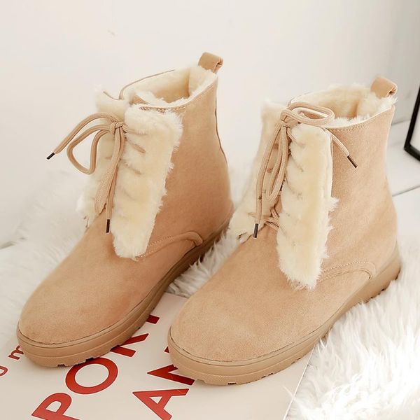 boots women winter wool sweet lace up platform-bottom ankle boot 2121 snow shoes, Black 
boots women winter wool sweet lace up platform-bottom ankle boot 2121 snow shoes, Black