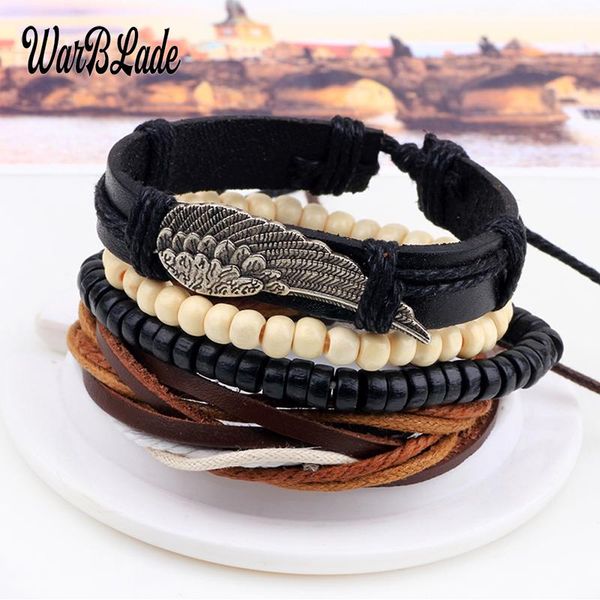 charm bracelets warblade 4pcs/set vintage multilayer leather wing wood beads bracelet bangle punk wrap wristband for men women jewelry, Golden;silver
charm bracelets warblade 4pcs/set vintage multilayer leather wing wood beads bracelet bangle punk wrap wristband for men women jewelry, Golden;silver