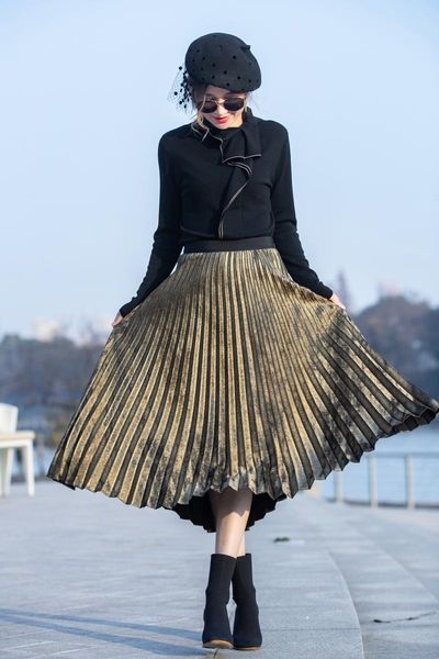 autumn fashion women clothes high waist a-line pleated sliver vintage elastic female long halfbody skirt skirts, Black
autumn fashion women clothes high waist a-line pleated sliver vintage elastic female long halfbody skirt skirts, Black