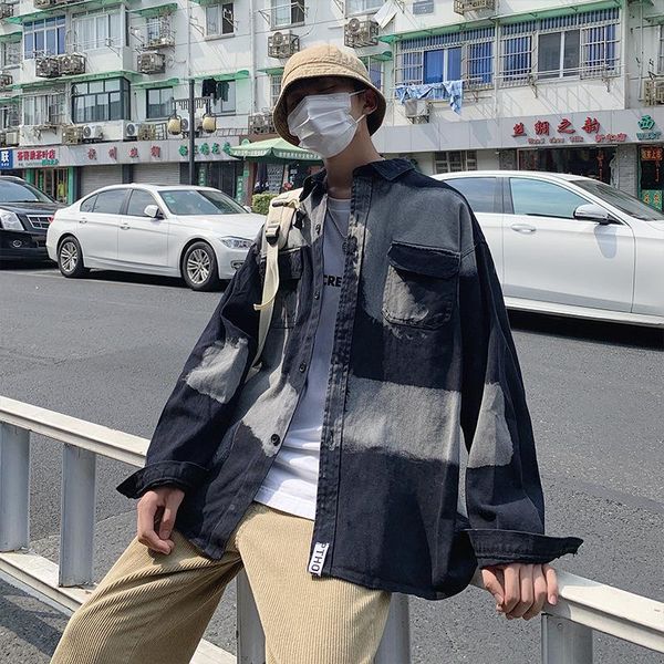 spring and autumn coat male trend handsome tie-dye lapel shirt salt department of vintage hong kong wind ins men's casual shirts, White;black
spring and autumn coat male trend handsome tie-dye lapel shirt salt department of vintage hong kong wind ins men's casual shirts, White;black