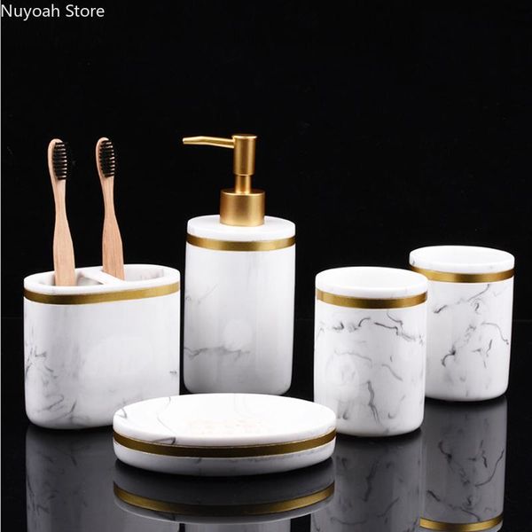 nordic luxury bathroom products marble pattern resin lotion bottle brushing cup toothbrush holder simple bath accessory set
nordic luxury bathroom products marble pattern resin lotion bottle brushing cup toothbrush holder simple bath accessory set