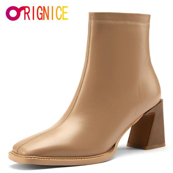 boots orignice arrival genuine leather thick high heels zipper ankle elegant square toe office ladies handmade shoes khaki, Black
boots orignice arrival genuine leather thick high heels zipper ankle elegant square toe office ladies handmade shoes khaki, Black