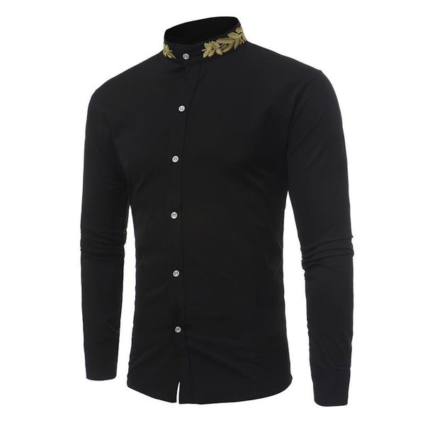 men's casual shirts shirt, long sleeve stand collar spring wear, coat, White;black
men's casual shirts shirt, long sleeve stand collar spring wear, coat, White;black