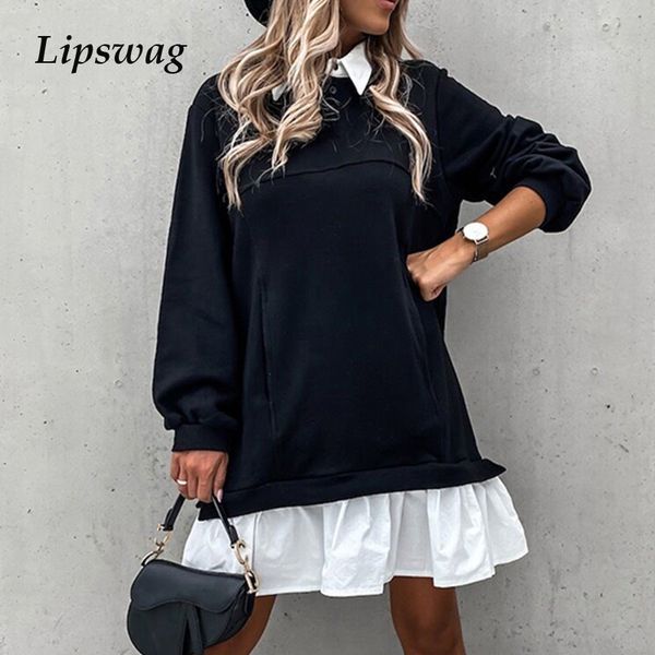 women turn-down collar button mini dresses autumn fashion ruffle patchwork pocket dress casual long sleeve shirt dress vestidos, Black;gray
women turn-down collar button mini dresses autumn fashion ruffle patchwork pocket dress casual long sleeve shirt dress vestidos, Black;gray