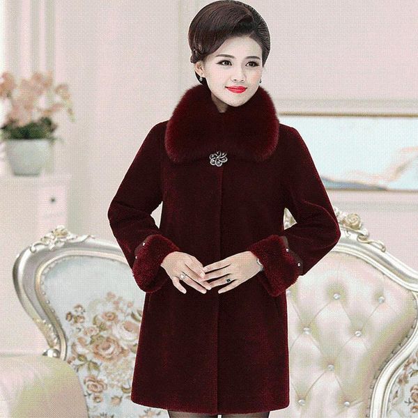 women's fur & faux 2021 middle age women winter real colloar hooded natural coat lady sheep shearing double-faced overcoat h130, Black
women's fur & faux 2021 middle age women winter real colloar hooded natural coat lady sheep shearing double-faced overcoat h130, Black