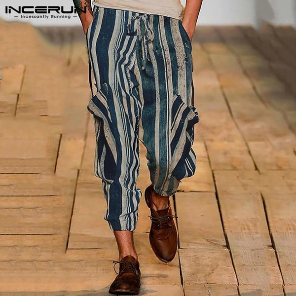 men's pants incerun men fashion striped harem casual trend baggy trousers big pockets elastic waist mens hawaiian long joggers, Black
men's pants incerun men fashion striped harem casual trend baggy trousers big pockets elastic waist mens hawaiian long joggers, Black