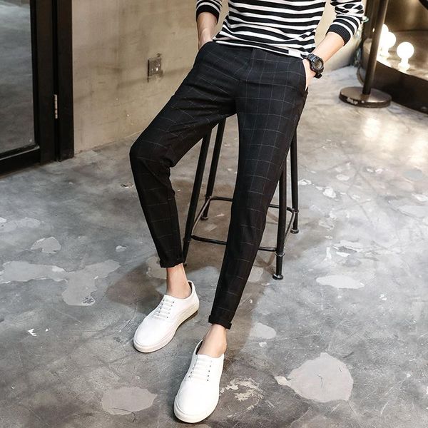 men's pants 2021 spring summer mens fashion plaid casual men straight slight elastic full-length formal trousers d48, Black
men's pants 2021 spring summer mens fashion plaid casual men straight slight elastic full-length formal trousers d48, Black