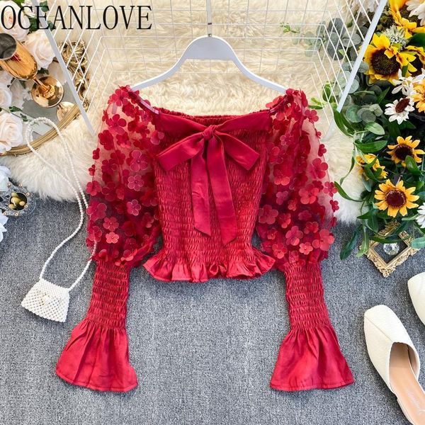 women's blouses & shirts oceanlove bow mesh puff sleeve women solid sweet 3d floral short blusas mujer 2021 flare shirt elegant 13641, White
women's blouses & shirts oceanlove bow mesh puff sleeve women solid sweet 3d floral short blusas mujer 2021 flare shirt elegant 13641, White