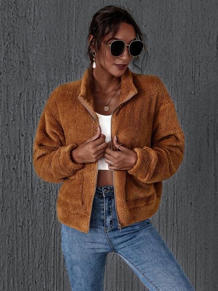 women's wool & blends 2021 woman coat autumn winter fashion est lint turn down collar zipper streetwear, Black
women's wool & blends 2021 woman coat autumn winter fashion est lint turn down collar zipper streetwear, Black