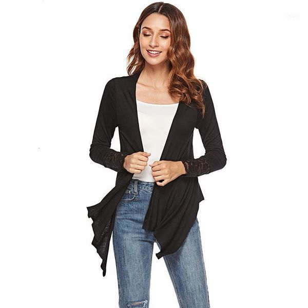 women's blouses & shirts spring autumn cardigans solid cuff lace stitching irregular hem cardigan roupa feminina1 40yl, White
women's blouses & shirts spring autumn cardigans solid cuff lace stitching irregular hem cardigan roupa feminina1 40yl, White