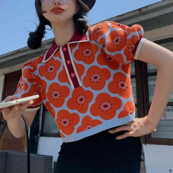 women's t-shirt flower printed t shirt women turn down collar puff sleeve short knitted summer crop casual vintage tshirts t, White
women's t-shirt flower printed t shirt women turn down collar puff sleeve short knitted summer crop casual vintage tshirts t, White