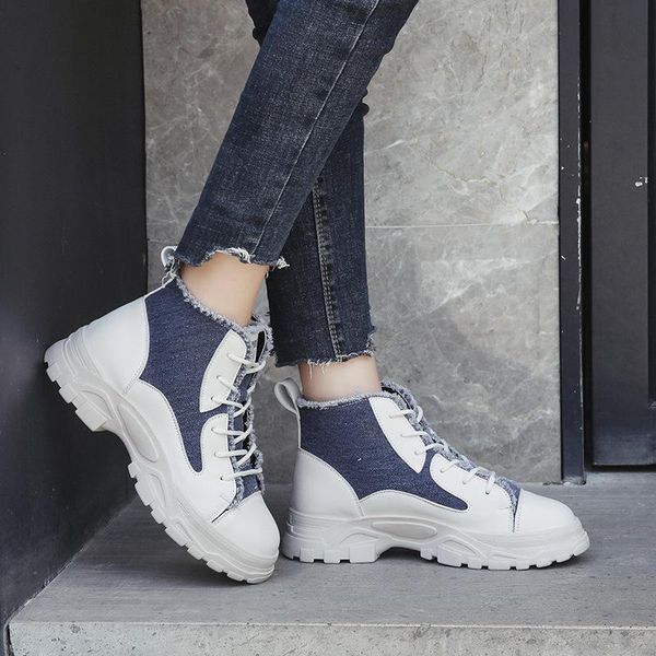autumn boots female breathable ankle for women shoes woman thick sole leather denim lace up platform, Black
autumn boots female breathable ankle for women shoes woman thick sole leather denim lace up platform, Black