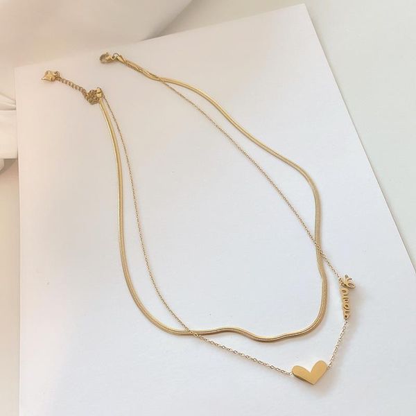 titanium steel multi-layer letter love necklace korean fashion women's clavicle chain accessories temperament female jewelry chains, Silver 
titanium steel multi-layer letter love necklace korean fashion women's clavicle chain accessories temperament female jewelry chains, Silver