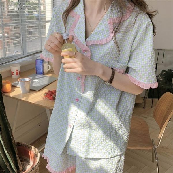spring summer pajamas home clothes women sleepwear pyjamas blue green polka dot ruffle pj set pijamas lounge wear, Black;red
spring summer pajamas home clothes women sleepwear pyjamas blue green polka dot ruffle pj set pijamas lounge wear, Black;red